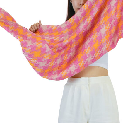 ผ้าพันคอ Geral Houndstooth Check Pink Yellow