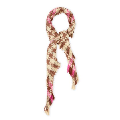 ผ้าพันคอลาย Geral Houndstooth Square Frame Beige Brown Pink